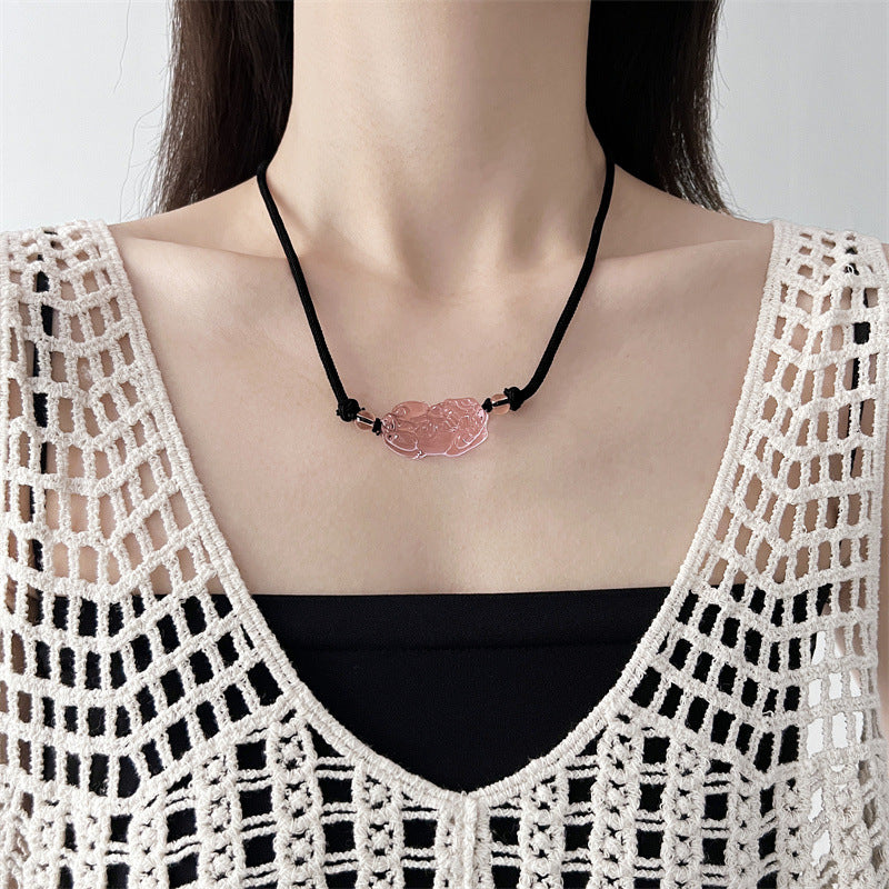 Wholesale Anti-Crystal Obsidian Pixiu Necklace